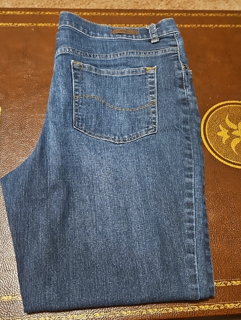 Lee Dark Blue Denim Jeans with Brown Leather Label